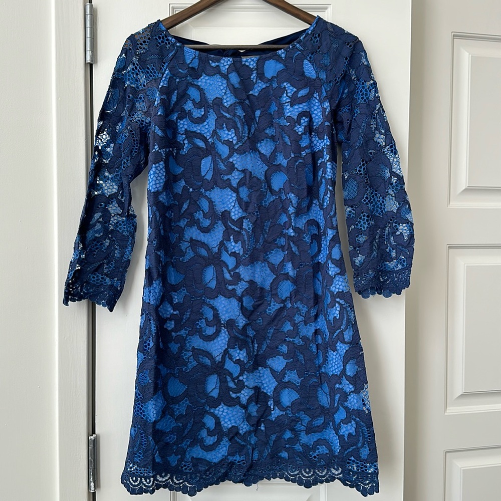 Lilly Pulitzer Blue 3/4 Sleeve Lace Dress